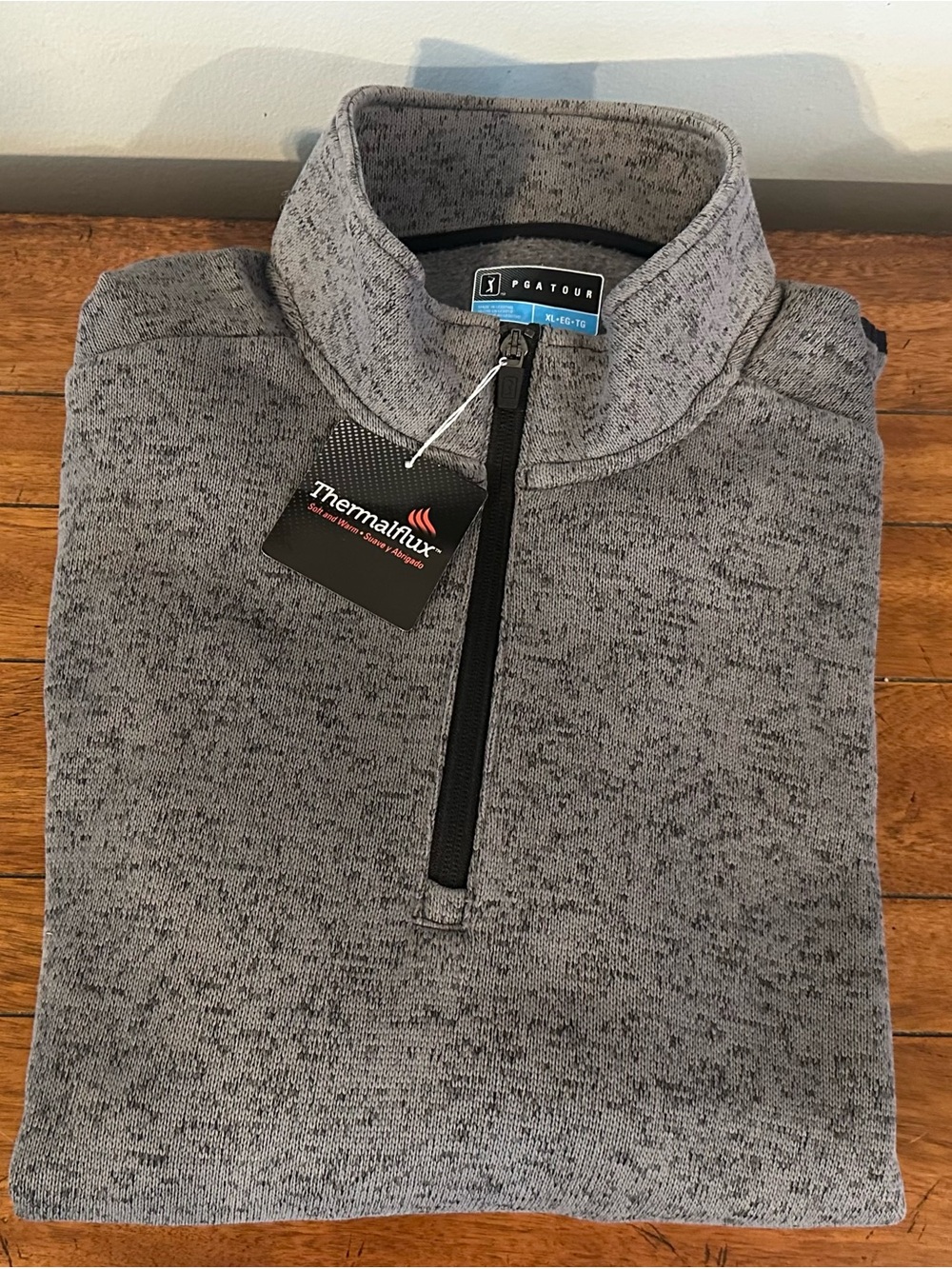 PGA Tour Heather Gray Quarter-Zip Thermalflux Pullover